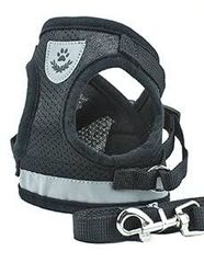 反射材 メッシュ 胴輪 犬 リードセット」 ペット用品 ハーネス 通気性 調節可能 Feel「犬用ハーネス かわいい ペット (M ブラック(単色))