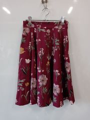 b148⚫︎PROPORTION●プロポーション●ボディドレッシング●花柄●フレア●スカート●size1●ボルドー