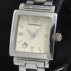 稼働 良品 エンポリオアルマーニ AR-5305 QZ アイボリー文字盤 デイト レディース腕時計 OSW 2000000 NSK