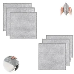 DREAMERS リバーシブル竹炭キッチンクロス ふきん 油汚れをかきとる 用のワイヤーふきん 食器洗い用メッシュ 金属製の傷のつかないワイヤーラグ 布巾 (6) 0