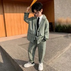 ☆ グリーン ☆ 170サイズ ☆ フォーマル スーツ 男の子 2点セット pmysuit05 フォーマルスーツ 男の子 2点セット ゆったり フォーマル スーツ パンツスーツ ジャケット パンツ 子供スーツ セットアップ 子供服 キッズ ジュニア
