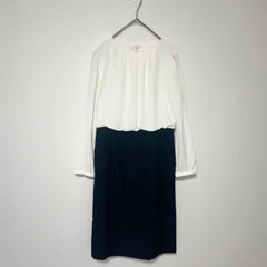 NATURAL BEAUTY BASIC ナチュラルビューティーベーシック S 7号 ホワイト ネイビー ワンピース 七分袖 発表会 入学式 卒業式