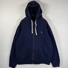 古着 90's/90年代 ポロバイラルフローレン Polo by Ralph Lauren パーカー フルジップ ロゴ刺繍 大きいサイズ XXL  ネイビー メンズ