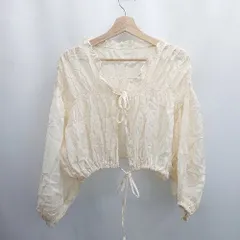 ◇ ⊂ Heather ヘザー クロップド シアー 長袖 シャツ ブラウス サイズF アイボリー系 レディース メンズ E  【1506110007285】