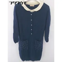 ◇ CROLLA クローラ ウール ニット パール 七分袖 ミニ ワンピース ネイビー レディース  【中古】 【1112030000482】のサムネイル