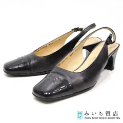 Salvatore Ferragamo フェラガモ パンプス バックストラップ ガンチーニ ブラック 7 1/2 C 24.5cm 靴 レディース H12688-10