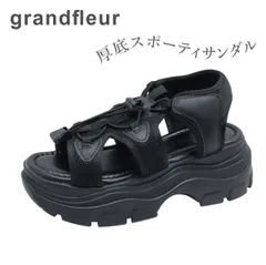 grandfleur グランドフルール QNS 2000 ブラック レディース サンダル スポーティ ボリューム 厚底 靴のサムネイル