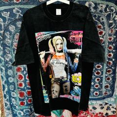 スーサイド スクワッド Ｔシャツ ティーシャツ ダメージ加工 攻め 前衛的 男性 ハーレークイーン DCコミックス ジョーカー 半袖 Tシャツ 映画 セクシー レトロ 個性的 奇抜  攻め 前衛的 ビンテージリプリント vintage riprint 古着