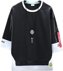 【特価商品】ゆったり 大きい おしゃれ サイズ クルーネック ビッグ 柔らかい肌触り シルエット 夏 カットソー メンズ カジュアル メンズ トップス tシャツ 人気 tシャツ なつふく 七分袖 プルオーバー 夏服 夏季対応 [foxseon]