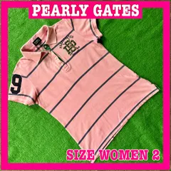 PEARLY GATES パーリーゲイツ 半袖 ロゴ刺繍 ボーダー柄 コットン ポロシャツ 2
