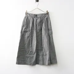 エムエイチエル マーガレットハウエル MHL. MARGARET HOWELL 千鳥タックフレアスカート 1/ブラック コットンリネン【2400030086728】