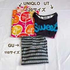 A259　 GU 110サイズ　薄手 伸縮性あり 黒と白の柄タートルネック薄手 春秋用　 UNIQLO UT キッズ 120サイズ ノースリーブ前黒 バック縦ボーダー　UNIQLO UT キッズ 120サイズ ノースリーブワンピース ムーミン 　3着まとめ売り