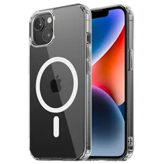 NIMASO iPhone 14 / 13 用 ケース MagSafe対応 クリア 軽量 PC 背面 黄変防止 耐衝撃 傷つけ防止 ケース マグネット搭載 マグセーフ対応 バンパー ワイヤレス充電対応 ストラップホール付き 携帯カバー アイフォン14 / 1