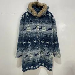 L.L.bean☆エルエルビーン☆フード付き総柄フリースジャケット☆雪柄☆B24M