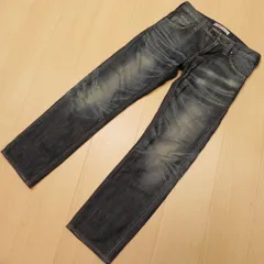 =53【雰囲気抜群】Levi’s 504 ストレート ジーンズ W28 リーバイス ユーズド加工 ダメージ加工 デニムパンツ 古着