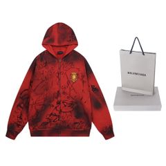 Balenciaga SS23 Graffiti Red skater zip up Hoodie