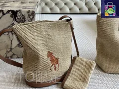 【今日特価】Ralph Lauren ラルフローレン ラフグラス編みバケツバッグシリーズ 牛皮を組み合わせ高品質仕上げ-WTO輸入2