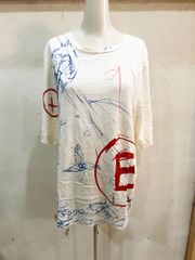 1187★BALENCIAGA.T's/バレンシアガ T's ハンドスケッチデザインTシャツ Bロゴ Mサイズ メンズ Tシャツ トップス 半袖 USED ★