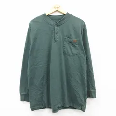 XL/古着 ラングラー 長袖 Tシャツ メンズ 胸ポケット付き 大きいサイズ ヘンリーネック 緑 グリーン 25jul01 中古