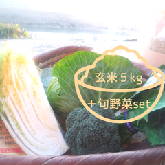 玄米５㎏と季節のお野菜