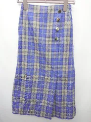 ◇ Te chichi テチチ チェック ロング丈 台形 スカート サイズF ブルー マルチ レディース P  【1406110017669】