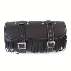 ツールバッグ モーターサイクル用 チェルク防水フェイクレザー製 ハンドルバーロールバッグ 取り外し可能ストラップ付き レトロサイドパニアベース設計 シンプルデザイン バイク用品 お洒落 カフェレーサー ボバーカスタム対応 便利用品 ブラック