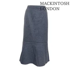 マッキントッシュロンドン 美品 上質ウール100％ マーメイドスカート ダークグレー 無地 44号 大人エレガンス フォーマル 通勤 きれいめ 上品シルエット