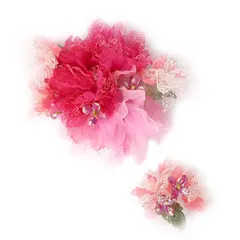 特別セール価格 髪飾り 成人式 赤 振袖 前撮り 袴 花 豪華2点セット 白 ピンク 大特価 ちりめん ビラ簪 レース ビーズ ラメ ふ No.8-0897