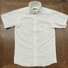 never trust シアサッカー・半袖BDシャツ　White　　モッズ　昭和　レトロ　ボタンダウン