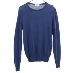 ジョンスメドレー メリノウール100％ 長袖 ニット S ネイビー JOHN SMEDLEY セーター メンズ 古着 【231114】