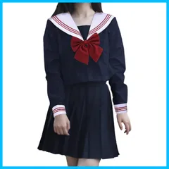 【迅速】L S セーラー服 レディース 長袖 シャツ スカート 上下セット 前開き コスプレ  制服 コスチューム 白 ネイビー 高校生