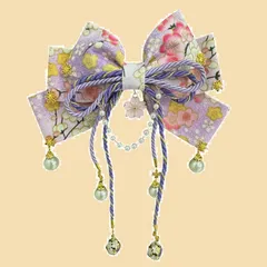 【在庫処分】ヘアピン 着物 七五三 振袖 かわいい お祭り 花柄 蝶結び 成人式 つまみ細工 ヘアアクセサリー 卒業式 キッズ レディース 夏祭り 手作り 和服 花火大会 和装 浴衣 (パープル) 髪飾り