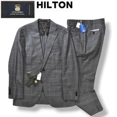 【未使用】 【タグ付き】 ヒルトン HILTON 2B シングル セットアップ スーツ 上下 A4 S相当 チェック柄 グレー メンズ