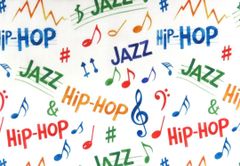【ゆきちゃん限定】X2325 HIPHOP＆JAZZ ポップ柄 白 1m