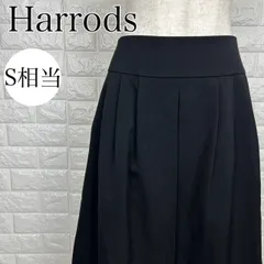 Harrods ハロッズ Sサイズ ミディ丈スカート ブラック ウール100% 上品 日本製 フレアスカート 【A2331-00】