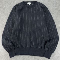 Paul Smith ポールスミス セーター ニット プルオーバー クルーネック ストライプ ブラック 黒 メンズ L