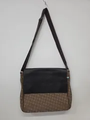 dunhill ダンヒル ショルダーバッグ モノグラム 総柄 ブラウン×ブラック レザー切替 メンズ