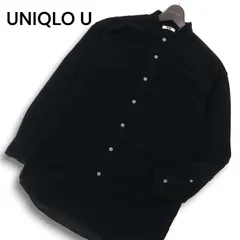 UNIQLO U ユニクロ ユー ルメール 秋冬★ 長袖 コーデュロイ ワイドフィット スタンドカラー シャツ Sz.L メンズ 黒