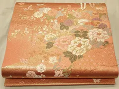 平和屋着物◎六通柄袋帯　唐織　道長草花文　金糸　正絹　逸品　CAAT4876ft