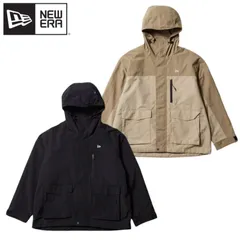 新品 NEWERA ニューエラ 正規品 マウンテンパーカー アウター ジャケット マンパ ウインドブレーカー ジップアップ フルジップ フード 撥水 はっ水 ユニセックス メンズ レディース ぺブル ベージュ 黒 ブラック 14324671 14324672