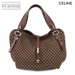 美品 セリーヌ CELINE マカダム柄 ビター スイート ハンド バッグ キャンバス クロコ型押し レザー ブラウン Bitter sweet Bag 90285029