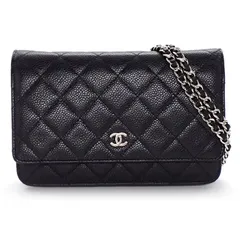 シャネル CHANEL ショルダーバッグ マトラッセ チェーンウォレット 2017年 AP0250 ブラック キャビアスキン シルバー金具 【中古】