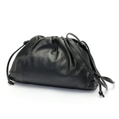 ボッテガヴェネタ / BOTTEGA VENETA　ミニ ザ ポーチ / ストラップ付きレザー製ミニクラッチバッグ　585852　カーフレザー　ブラック 【中古】 商品番号 K-158282