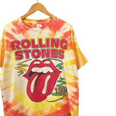 90s ビンテージ ROLLING STONES 両面プリント バンド Tシャツ XL位 オレンジ タイダイ 90年代 ローリングストーンズ バンT ロックT