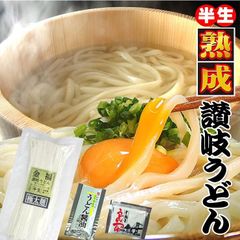 20時間熟成 半生 極太 讃岐うどん つゆ付きセット 便利な個包装 750g 送料無料　G36