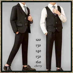 新品 キッズ フォーマルスーツ 7点セット ブラック 卒業式 入学式 カッコいい 裏地あり 120 130 140 150 160 ボーイ ウエストゴム