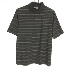【超美品】ナイキゴルフ 半袖ポロシャツ 黒×白 ボーダー FIT DRY  メンズ M ゴルフウェア NIKE