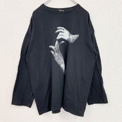 古着 used　YSTAOZI　半袖プリントTシャツ　レトロデザイン　手　クルーネック　黒　ブラック　XXLサイズ