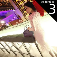 種類3：ブラック/L 総レース タイト 裾 フリル ドレス パーティードレス パーティドレス 結婚式ドレス 結婚式のドレス 膝丈 ひざ丈 袖あり 長袖 Uネック ラウンドネック タイト レース 透け感 シースルー 大人可愛い きれいめ 大人 上品 おしゃれ 大