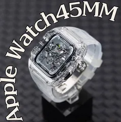 透明　４５ｍｍ　アップルウォッチバンド ラバーベルト カバー　Apple Watch ケース　スポーツ